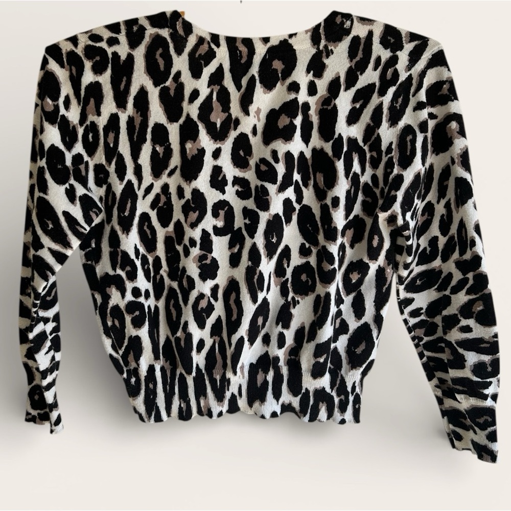 Charlotte Russe Leopard Print Cropped Cardigan Sweater Large - Picture 2 of 9